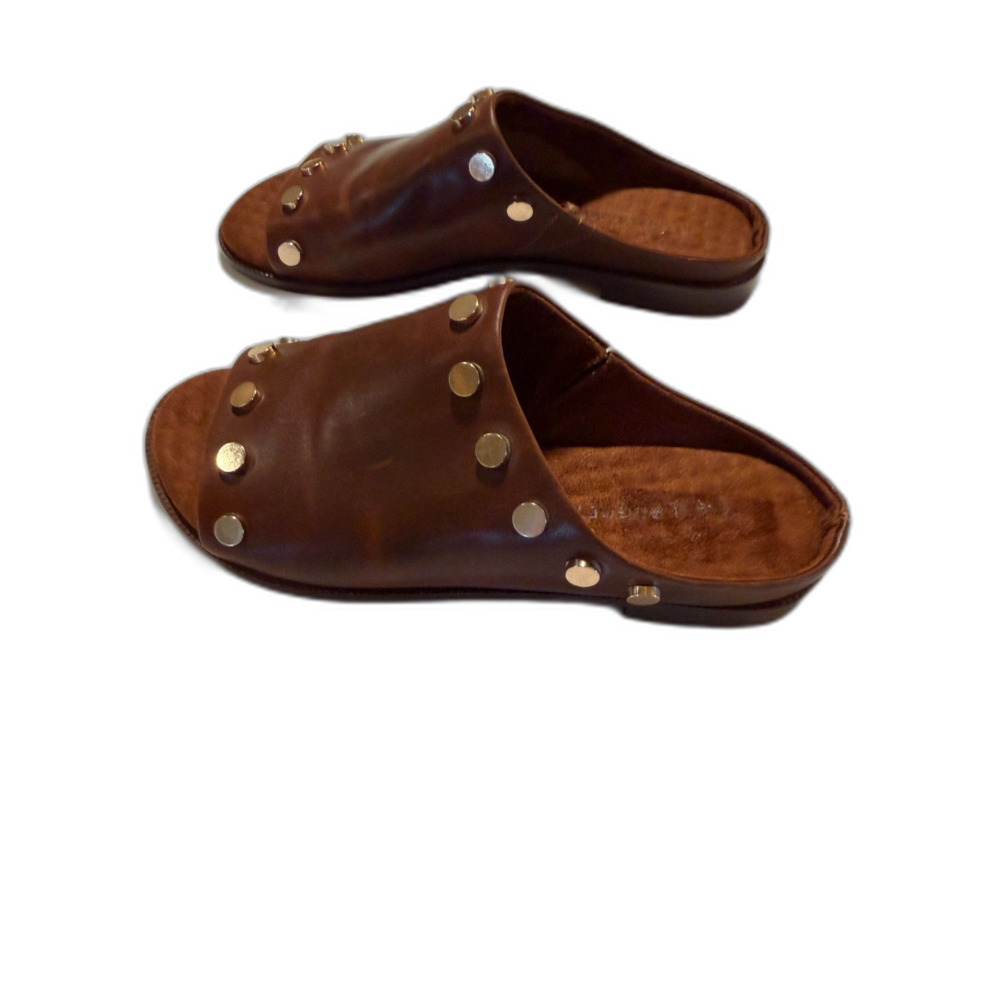 KDB Kelsi Dagger Slides Sandals Flats Studded Leather Sz 5.5